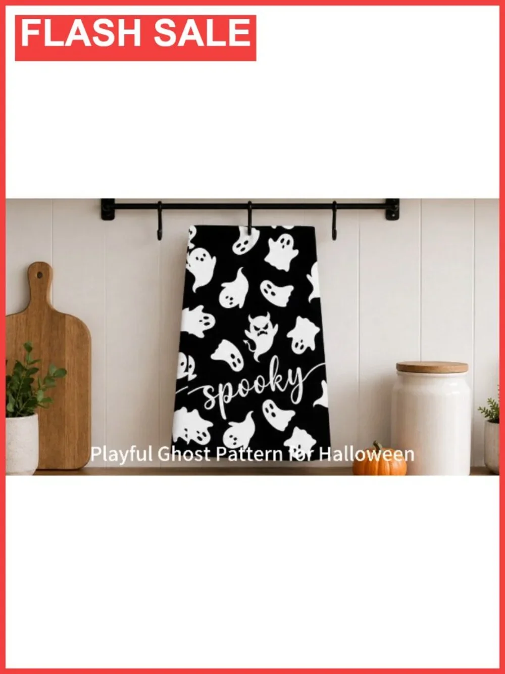 Halloween Ghost Kitchen Dish Towels Set of 2 18x26 Absorbent Polyester